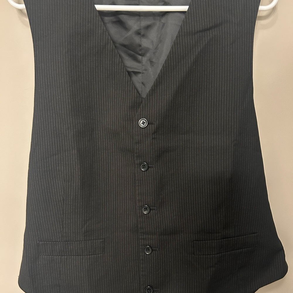 Men's Black Pinstripe Vest